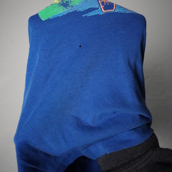 Vintage '90s Get Wild Surf Graphic Tee - Blue Single Stitched - Men's Size L - Picture 6 of 9